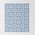 Moroccan patchwork tile - blue Throw Blanket Gallery Image 2