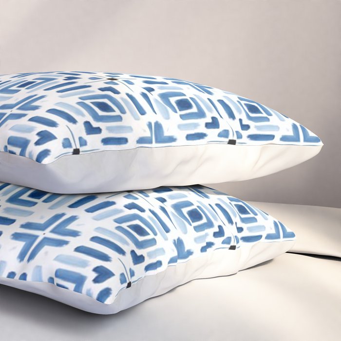 Moroccan patchwork tile - blue Pillow Sham Gallery Image 3