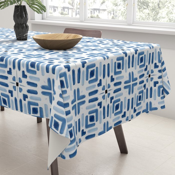 Moroccan patchwork tile - blue Tablecloth Gallery Image 3