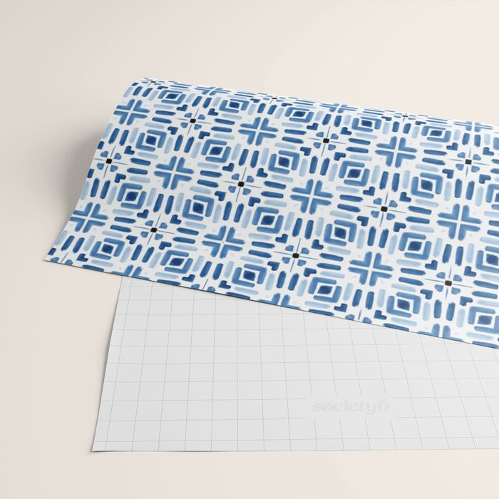 Moroccan patchwork tile - blue Wrapping Paper Gallery Image 2