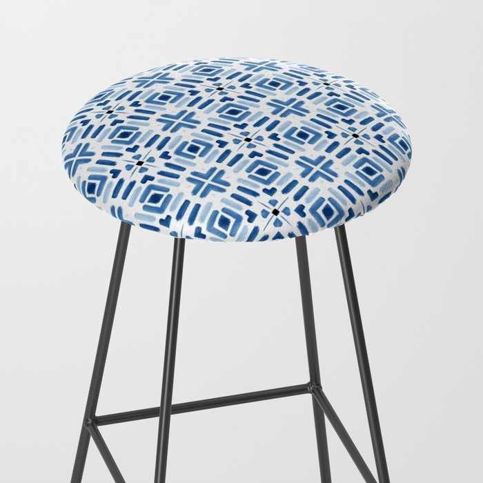 Moroccan patchwork tile - blue Stool Gallery Image 2
