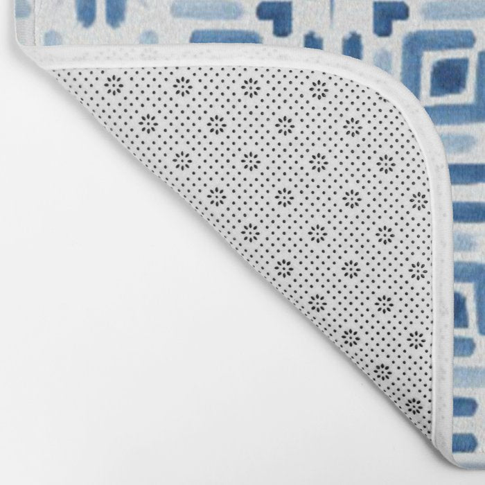 Moroccan patchwork tile - blue Bath Mat Gallery Image 2