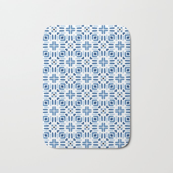 Moroccan patchwork tile - blue Bath Mat Gallery Image 1