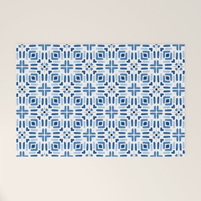 Moroccan patchwork tile - blue Welcome Mat Gallery Image 1