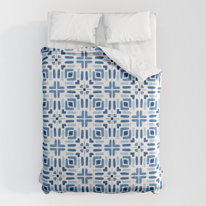 Moroccan patchwork tile - blue Duvet Cover Gallery Image 1