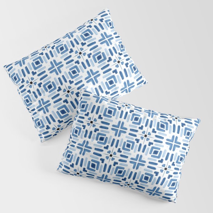Moroccan patchwork tile - blue Pillow Sham Gallery Image 1