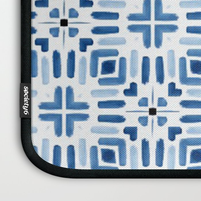 Moroccan patchwork tile - blue Laptop Sleeve Gallery Image 3