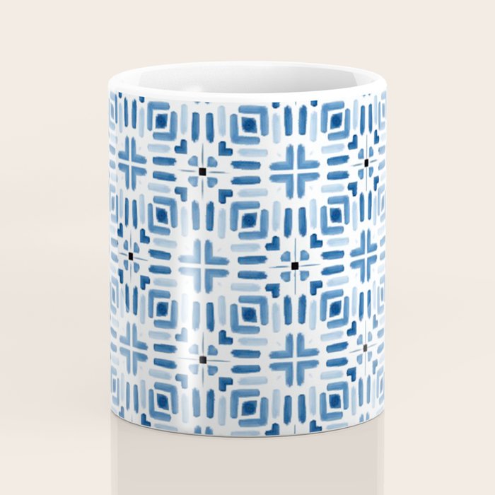 Moroccan patchwork tile - blue Coffee Mug Gallery Image 4