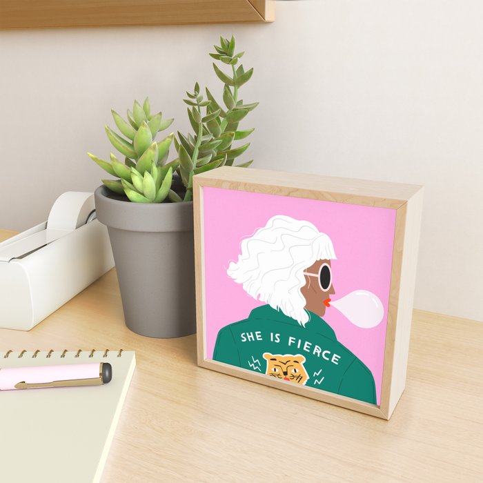 She is Fierce Pink and Green Mini Art Print Gallery Image 2