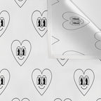 Black and white retro love heart cartoon pattern Wall Tapestry Gallery Image 3