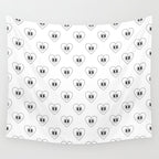 Black and white retro love heart cartoon pattern Wall Tapestry Gallery Image 4