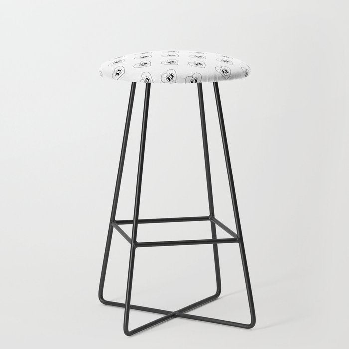 Black and white retro love heart cartoon pattern Stool Gallery Image 1