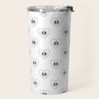 Black and white retro love heart cartoon pattern Travel Mug Gallery Image 2