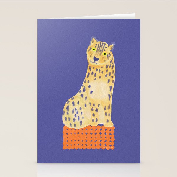 Relaxing Leopard - Orange and Very Peri Stationery Card Gallery Image 2