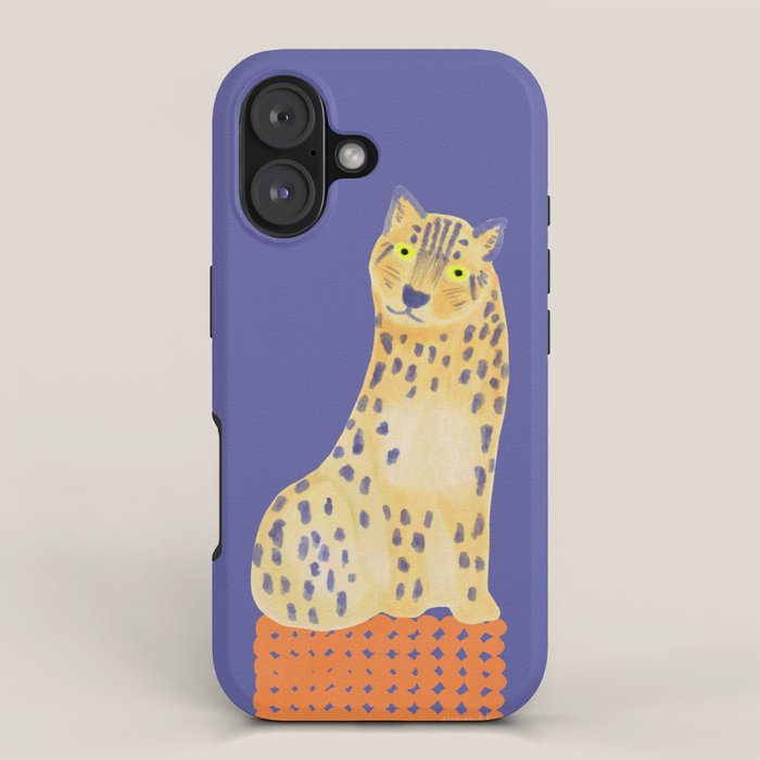 Relaxing Leopard - Orange and Very Peri iPhone Case Gallery Image 1