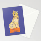 Relaxing Leopard - Orange and Very Peri Stationery Card Gallery Image 2