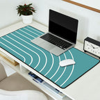 Minimal Arch XXIV Beachy Teal Modern Geometric Lines Desk Mat Gallery Image 2