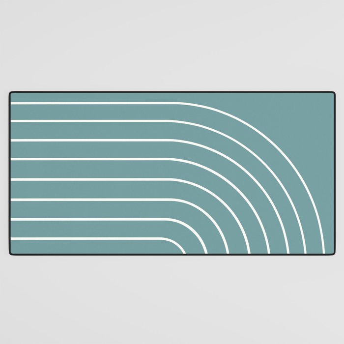 Minimal Arch XXIV Beachy Teal Modern Geometric Lines Desk Mat Gallery Image 3
