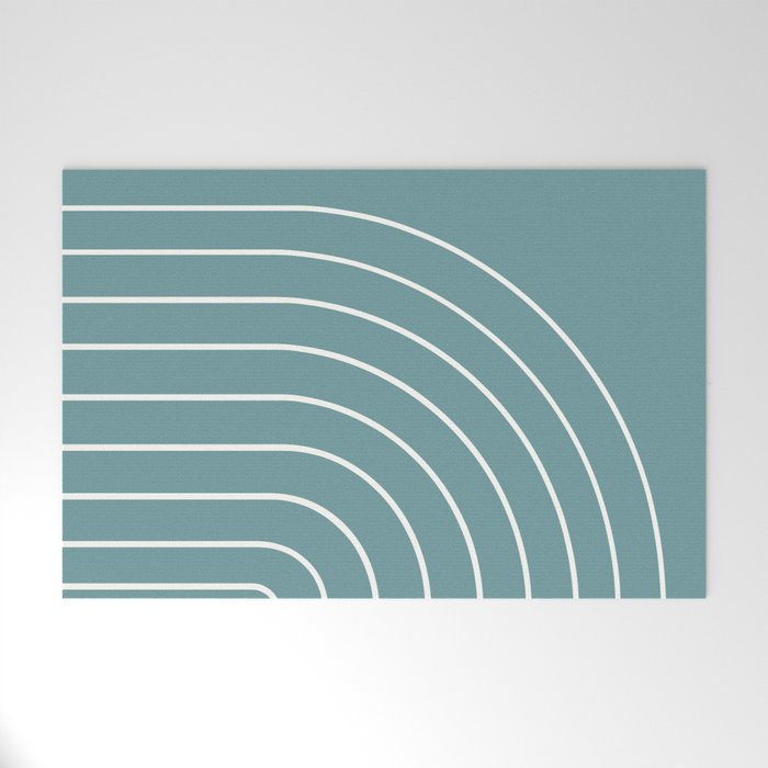 Minimal Arch XXIV Beachy Teal Modern Geometric Lines Welcome Mat Gallery Image 1
