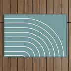 Minimal Arch XXIV Beachy Teal Modern Geometric Lines Outdoor Rug Gallery Image 1