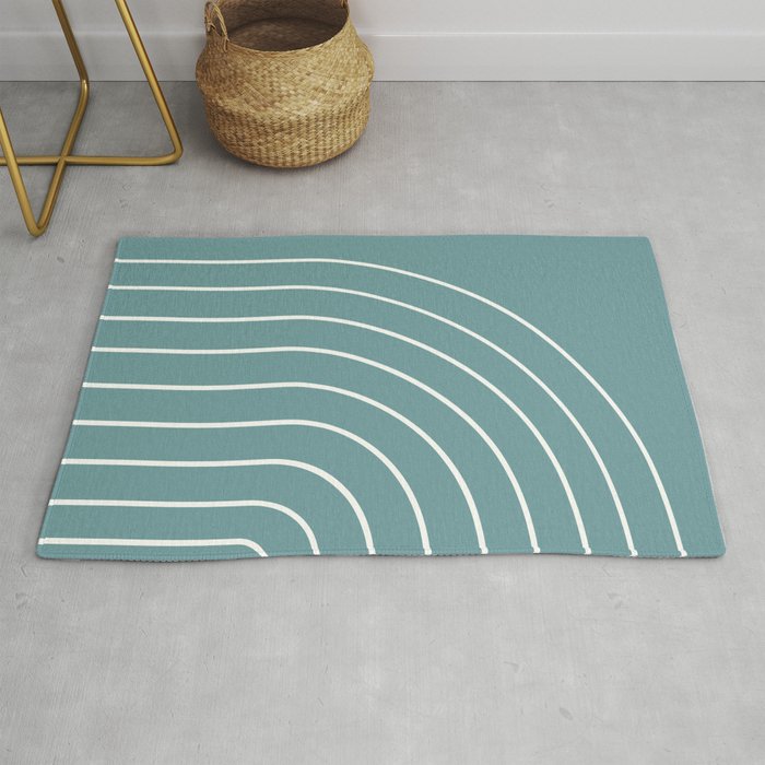 Minimal Arch XXIV Beachy Teal Modern Geometric Lines Rug Gallery Image 1