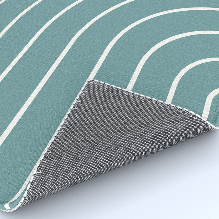 Minimal Arch XXIV Beachy Teal Modern Geometric Lines Rug Gallery Image 4