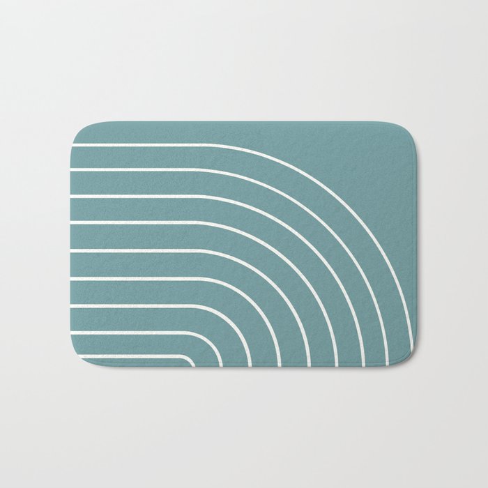Minimal Arch XXIV Beachy Teal Modern Geometric Lines Bath Mat Gallery Image 1