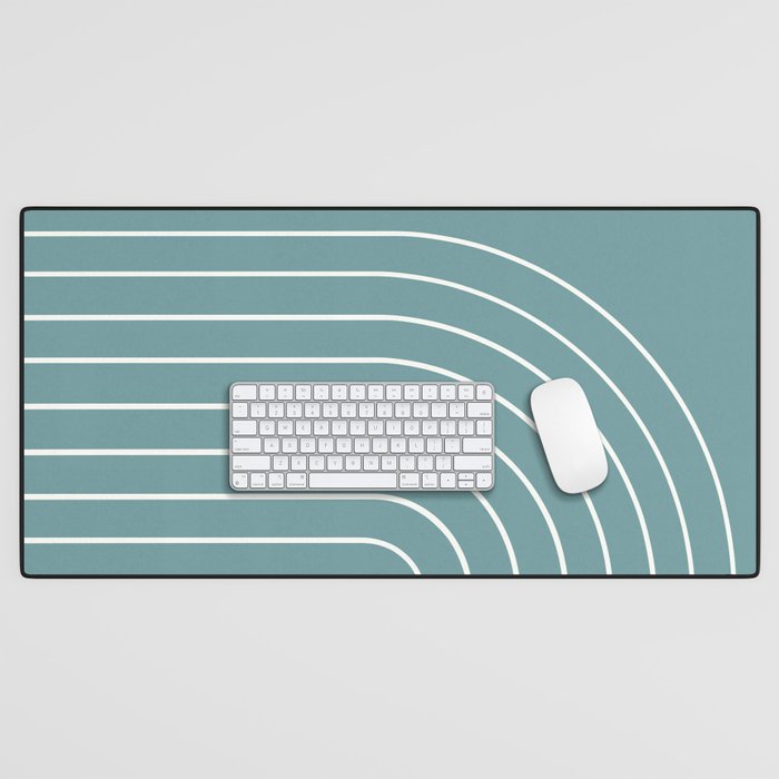 Minimal Arch XXIV Beachy Teal Modern Geometric Lines Desk Mat Gallery Image 1