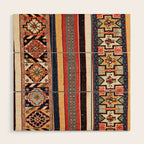 Salé  Antique Morocco North African Flatweave Rug Print Wood Wall Art Gallery Image 1