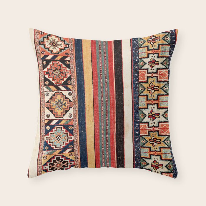 Salé  Antique Morocco North African Flatweave Rug Print Throw Pillow Gallery Image 6