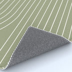 Minimal Line Curvature LXXXII Earthy Sage Green Mid Century Modern Arch Abstract Rug Gallery Image 4