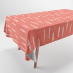 Boho, Raindrop, Mudcloth, Coral Tablecloth Gallery Image 1