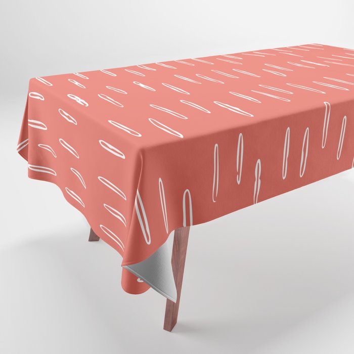 Boho, Raindrop, Mudcloth, Coral Tablecloth Gallery Image 1