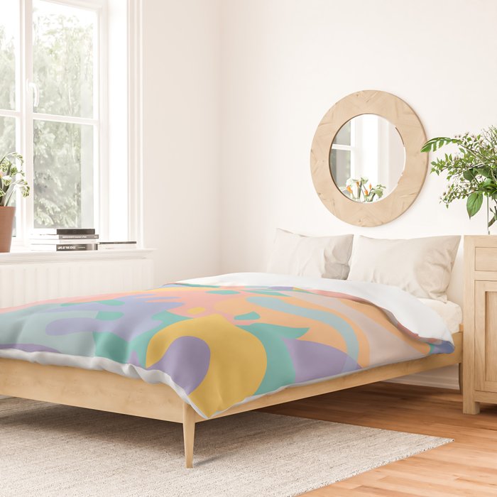 Lemons in Amalfi / Abstract shapes, Pink, Turquoise, Yellow, Lavender Duvet Cover Gallery Image 2