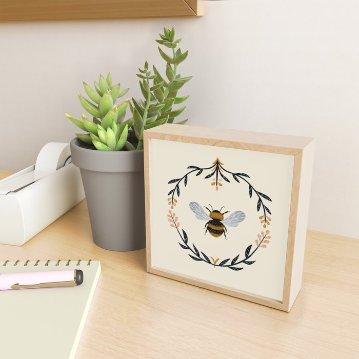 Ode to the Bumblebee (in cream) Mini Art Print Gallery Image 2