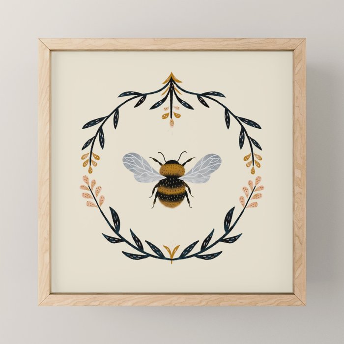 Ode to the Bumblebee (in cream) Mini Art Print