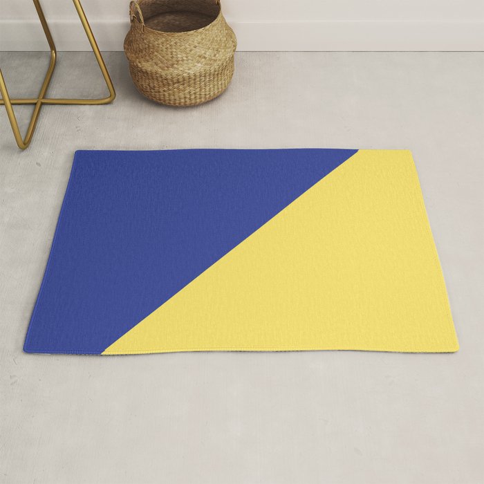 Modern royal blue sunshine yellow trendy color block Rug Gallery Image 1