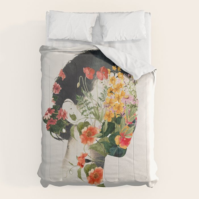 Minimal Collage Floral Portrait 4 Comforter Gallery Image 6
