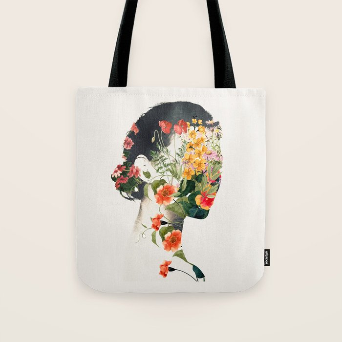Minimal Collage Floral Portrait 4 Tote Bag Gallery Image 1