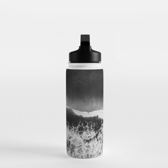 Surfer girls from above in Ericeira Portugal | Ocean wanderlust photography black and white print Water Bottle Gallery Image 3