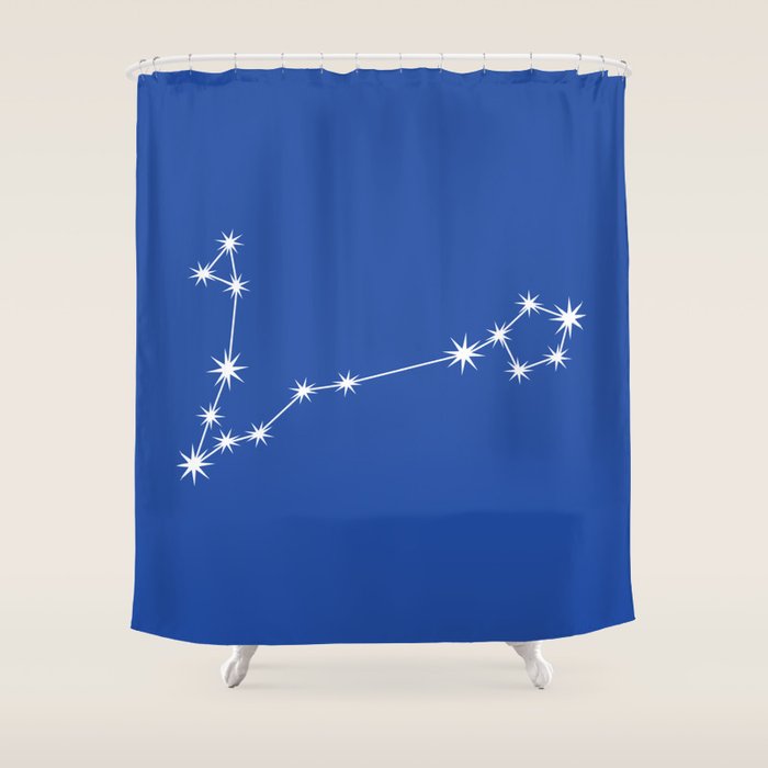 Pisces Zodiac Star Constellation Line Art Vibrant Blue Shower Curtain Gallery Image 1