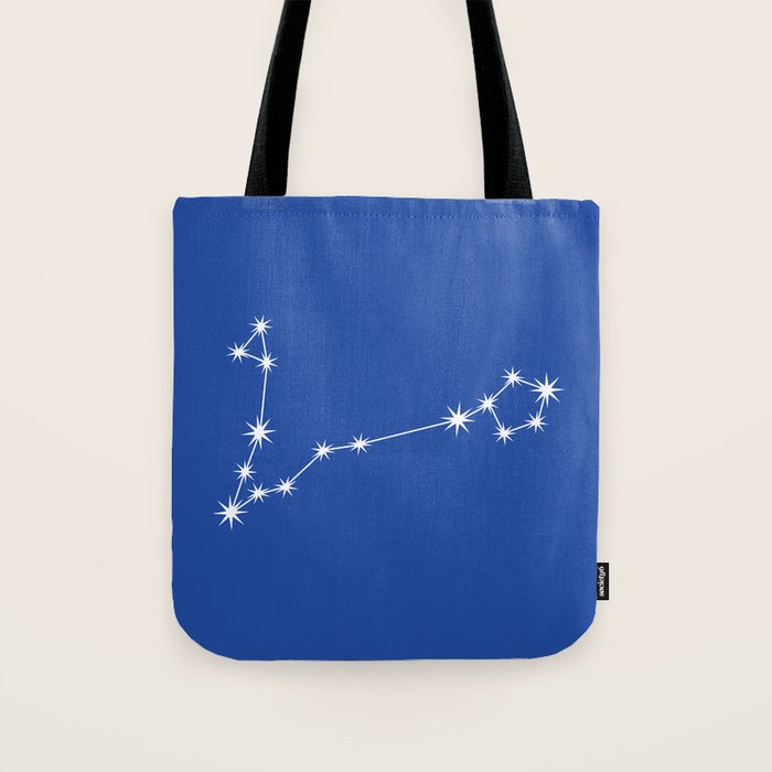 Pisces Zodiac Star Constellation Line Art Vibrant Blue Tote Bag Gallery Image 1