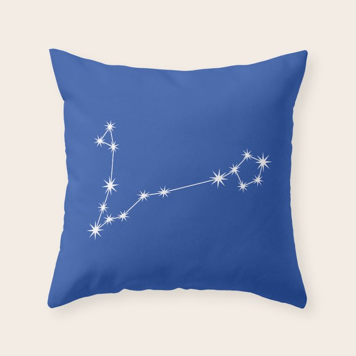 Pisces Zodiac Star Constellation Line Art Vibrant Blue Throw Pillow Gallery Image 6