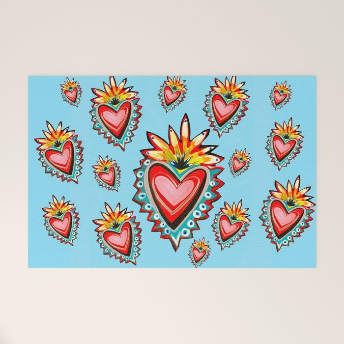 Hearts in Blue  Welcome Mat Gallery Image 1