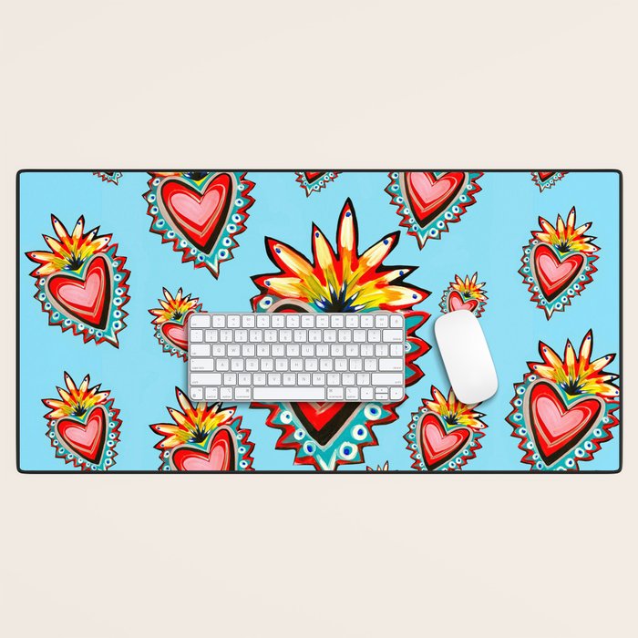 Hearts in Blue  Desk Mat Gallery Image 1