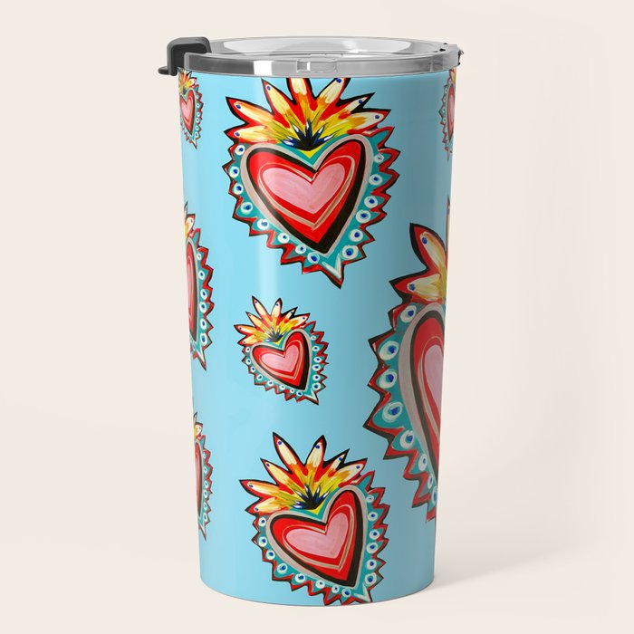 Hearts in Blue  Travel Mug Gallery Image 3