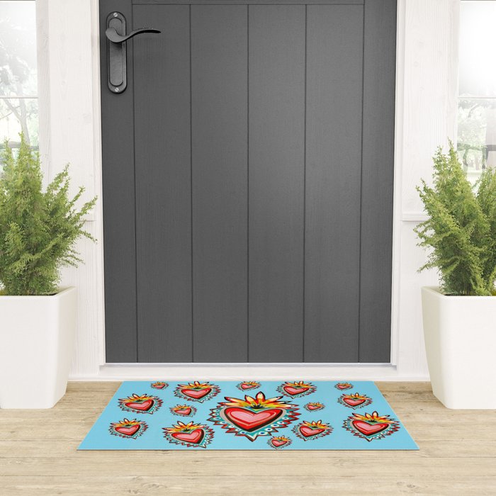 Hearts in Blue  Welcome Mat Gallery Image 3