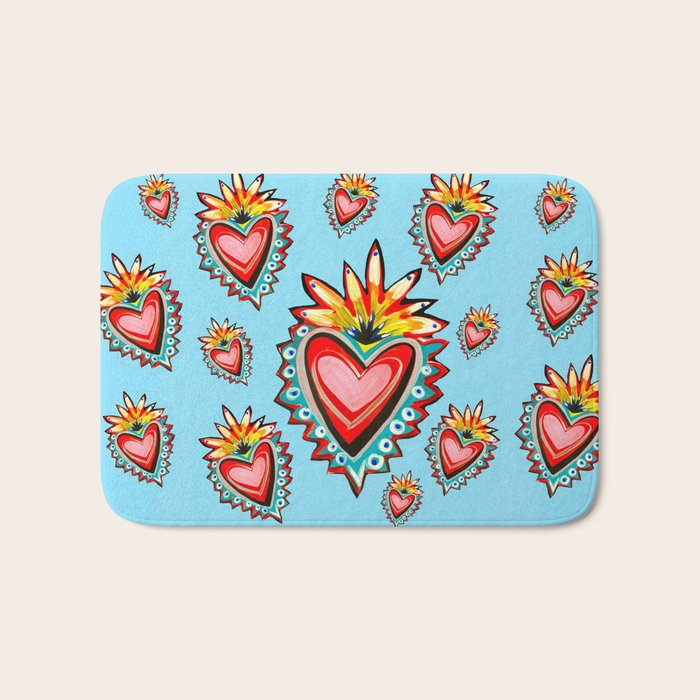 Hearts in Blue  Bath Mat Gallery Image 1