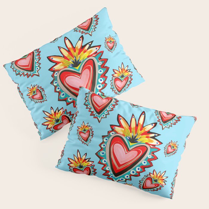 Hearts in Blue  Pillow Sham Gallery Image 1