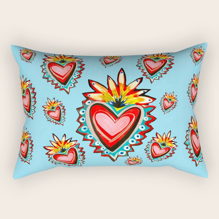 Hearts in Blue  Rectangular Pillow Gallery Image 2